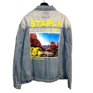 Staple Premium Denim Jacket A Positive Social Contagion World Desert Mountain xl